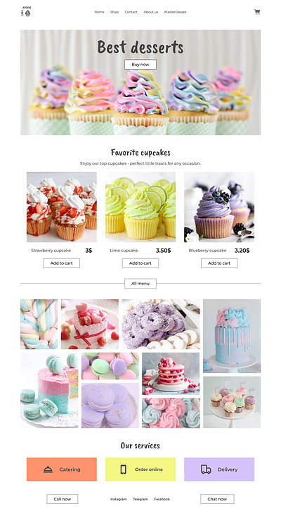 Confectionery website and ordering system design графический дизайн дизайн лого целевая страница