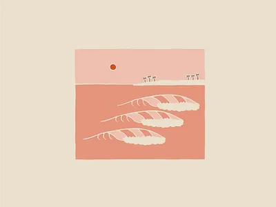 Tropical Sunset Surf Illustration illustration ocean sun sunset surf surfing tropical vector wave