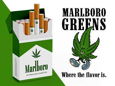 Marlboro Greens branding cig cigarettes cigs graphic design joint logo smoke weed