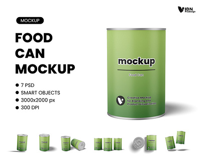 Food Can Mockup tin