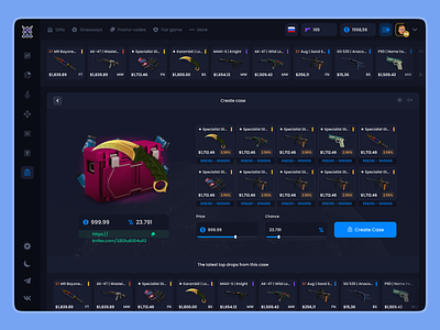 Knifex - Online Crypto Casino | Open Case betting blockchain cases cases casino casino casino game create case crypto crypto casino cs2 csgo gambling game game dashboard game ui gaming igaming online casino open case skins