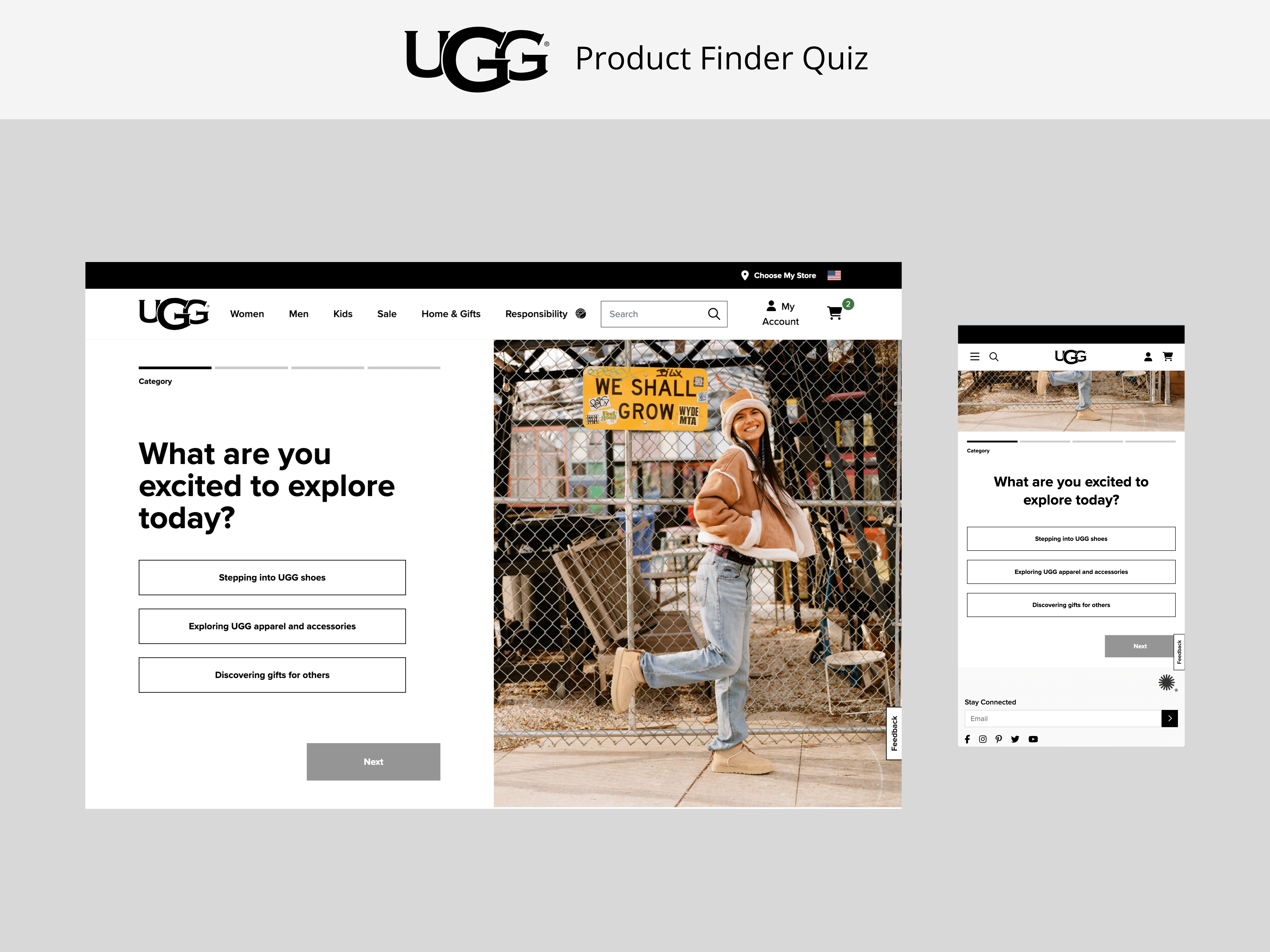 UGG.com | Product Finder Quiz consumer insights e commerce product finder quiz ui user experience user flow user persona ux