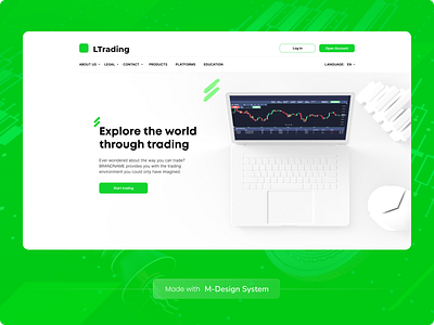 Hero Section | M-Design System 3d branding clay clean crypto cryptocurrency fintech graphic design green landing page minimal mockup nft tech trading ui ui kit web website white