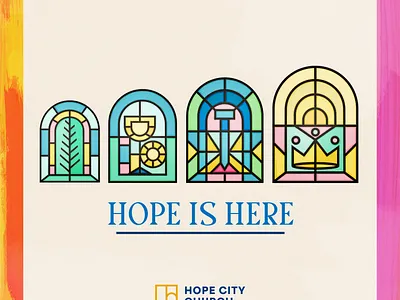 Easter at Hope City church crucifixion easter illustration sermon stained glass windows