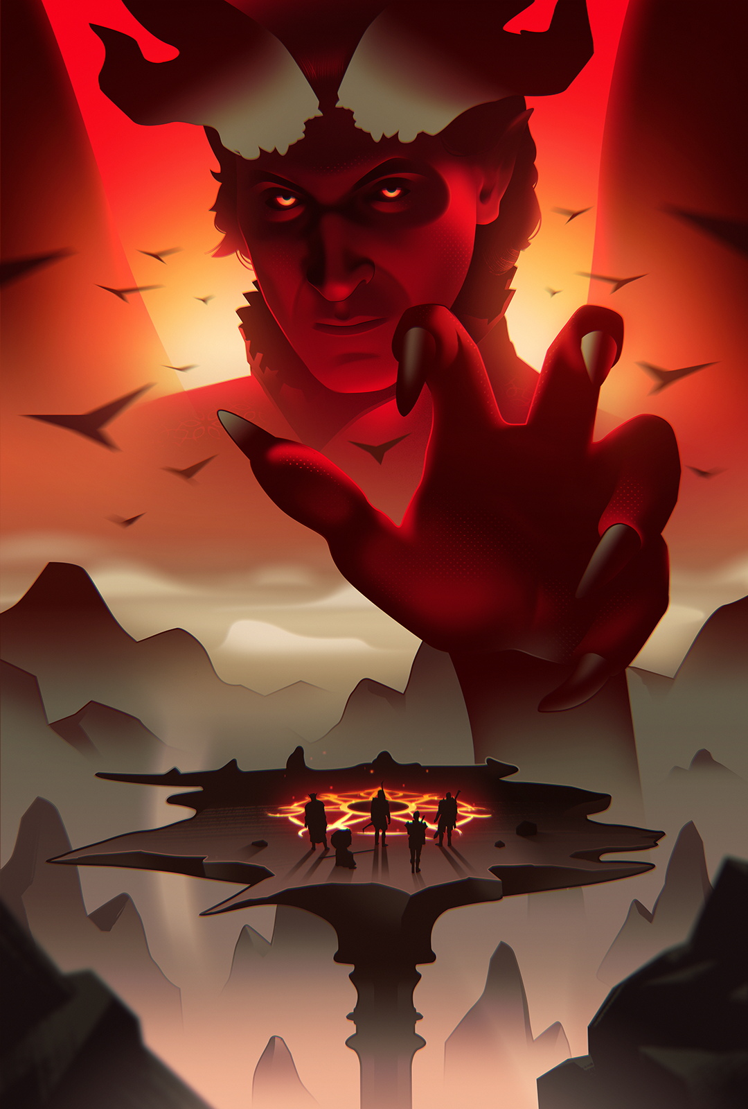 "Down Come the Claws" BG3 fanart baldurs gate bg3 game hand illustration portrait poster