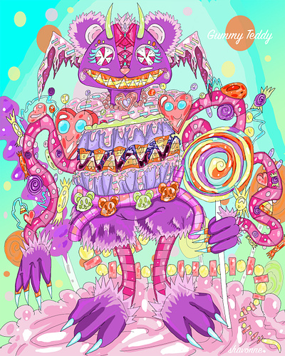 Gummy Teddy anime candy digital art fantasy gummy bear monster teddy