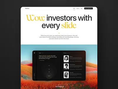 MetaDeck app branding clean deck graphic design layout midjourney pitch deck serif ui ux web yellow