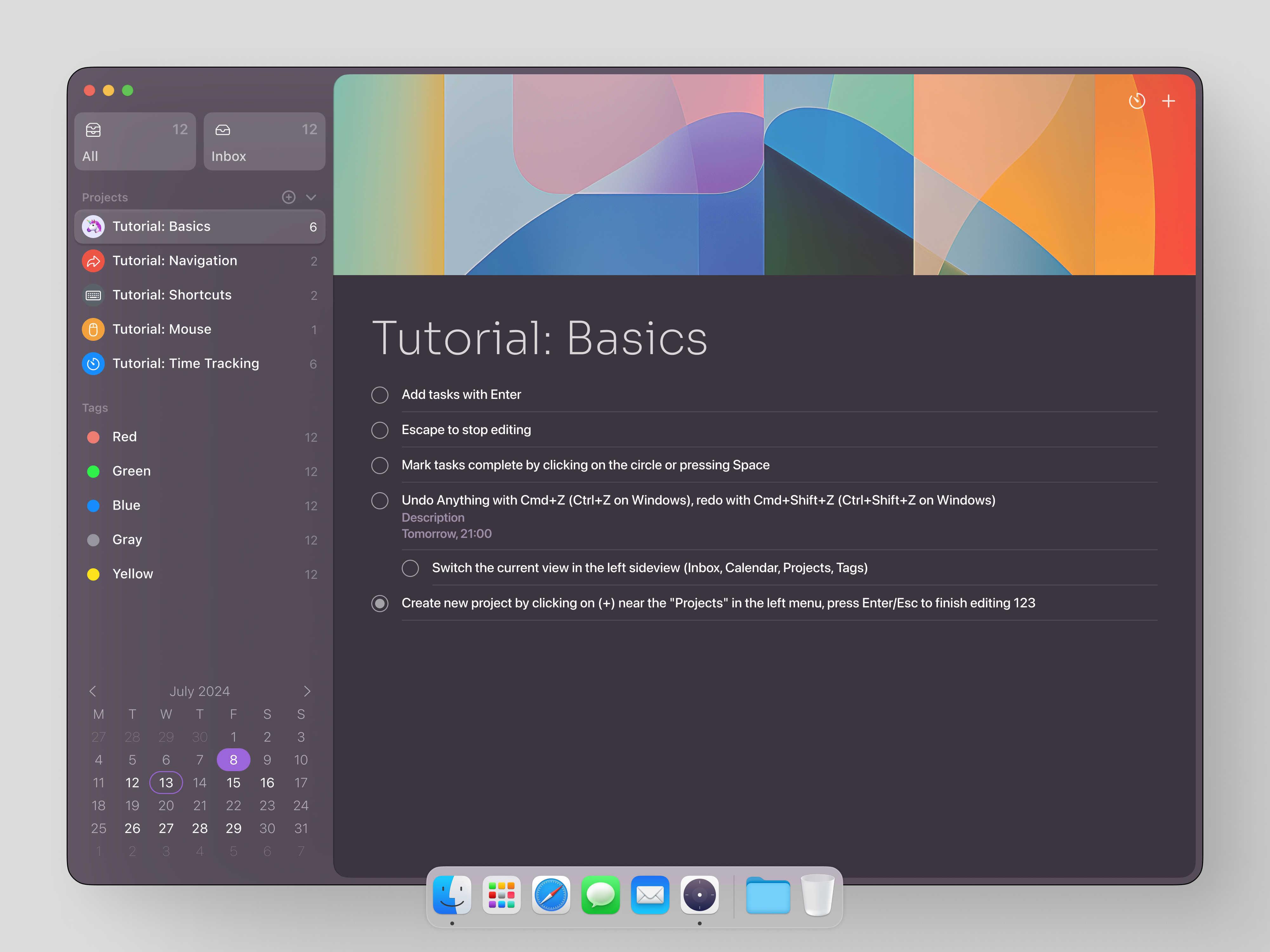 Focus - A macOS App for Seamless Task and Time Management app dark dark theme desktop interface macos macos app product design projects task management task tracker tasks time tracker to do list ui ux