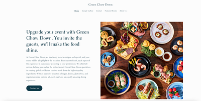 Homepage for a catering company branding ui website design