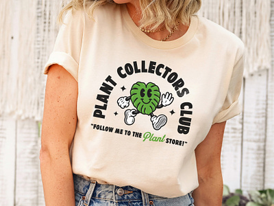 Plant Collector's Club apparel branding collector comfy enthusiast fun house plant houseplant illustration leaf merch modern monstera plant plant shop potted tee trendy vanguard young
