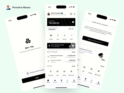 Mon - Pay Fintech App app graphic design payment ui uiux ux