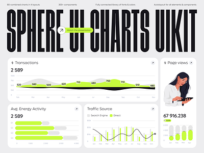 Sphere UI: Charts (UI KIT) analytics cards design charts clean ui crm dashboard design system figma minimalism overview product design saas sphereui the18.design ui ui dashboard ui kit uikit usability ux