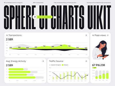 Sphere UI: Charts (UI KIT) analytics cards design charts clean ui crm dashboard design system figma minimalism overview product design saas sphereui the18.design ui ui dashboard ui kit uikit usability ux