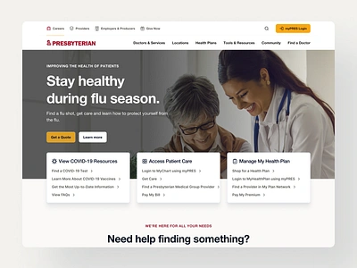 PHS Homepage - Desktop card deck flu season header nav health healthcare hero homepage hospital medical mega nav navigation new mexico phs presbyterian