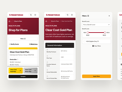 PHS Get a Quote - Application application breadcrumbs compare plans filters get a quote health plans healthcare hero medical mobile new mexico presbyterian price card product design shop for plans slider table webstacks