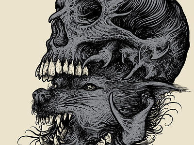 Ritual Skull band dark art graphic hand drawn illustration occult photoshop poster skull wolf