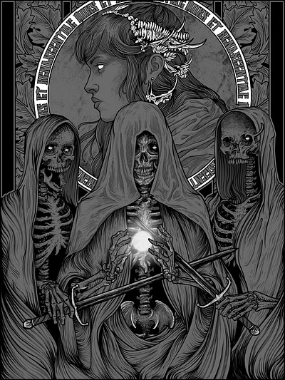 Mors Et Renascentis "Death and Rebirth" Band Illustration band black metal dark art death graphic hand drawn illustration occult photoshop woman