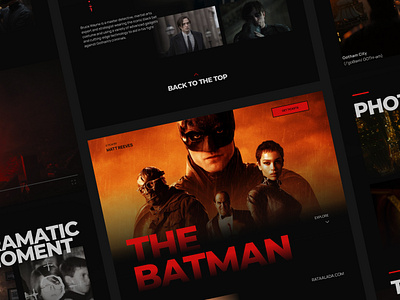 The Batman - Movie Landing Page Website design figma graphic design interface design landing page landing page movie movie movie application storytelling the batman ui uiux uiuxdaily user experience user interface ux web webapp website website design