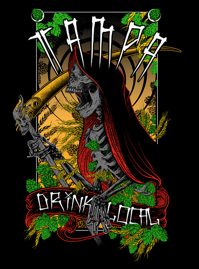 Tampa Drink Local T-Shirt Design beer brewery dark art drink local graphic hand drawn illustration occult photoshop tampa