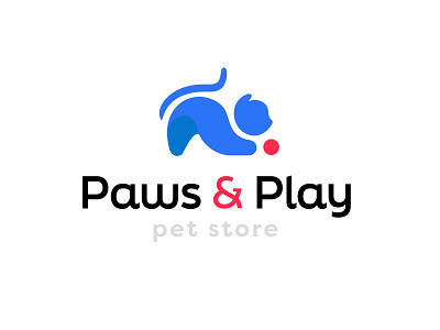 Paws & Play animal ball bold branding cat design geometric logo logodesign modern pet store