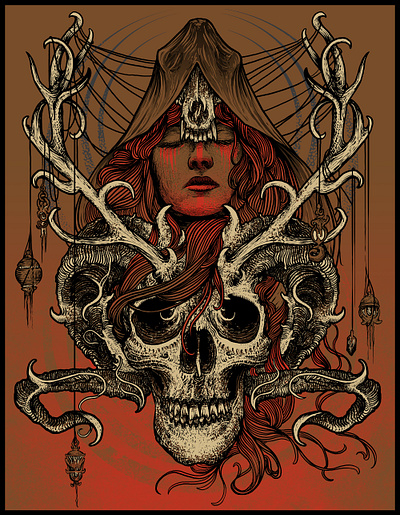 Witch Ritual dark art graphic hand drawn illustration occult photoshop