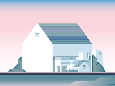 This is Home architecture build building design digital editorial exhibition geometry home house icon illustration indonesia nft pink plant vector white