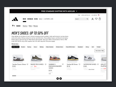 Adidas Men's Shoes Web Page Design figma ui uidesign uidesigner uitrends uiux uiuxdesign uiuxdesigner uiuxtrends webdesign webtrends