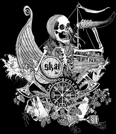 2019 Florida Brewers Guild Enthusiast T-Shirt Design beer brewery dark art graphic hand drawn illustration photoshop viking
