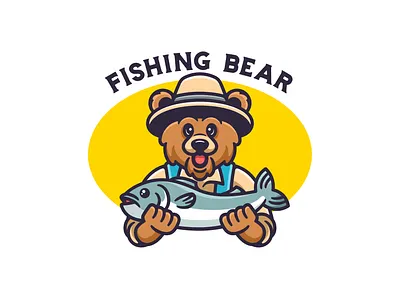 Fishing Bear branding cartoon cute design graphic design icon identity illustration logo logo maker mascot vector