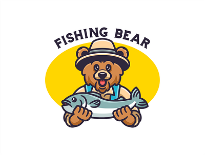 Fishing Bear branding cartoon cute design graphic design icon identity illustration logo logo maker mascot vector