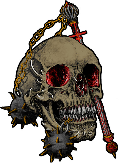 Skull Ball and Chain dark art graphic hand drawn illustration occult photoshop skull