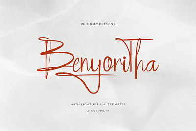 Benyoritha | Handwritten Script Font calligraphy script font elegant fonts graphic design luxury font minimalist font signature font signature script watermark font wedding font