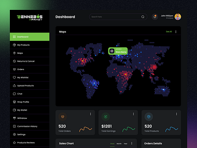 BENNEBOS-Ecommerce dashboard admin bennebos dark dark dashboard dashboards design ecommarce map new concept ui