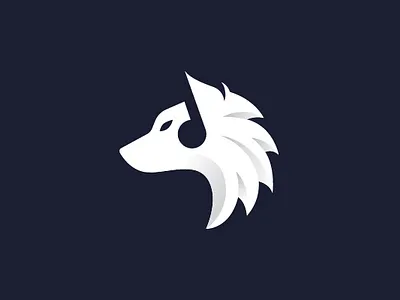 Music Wolf abstract animal combination dual meaning headphone icon logo mascot minimalist modern music note musical negative space vector wolf