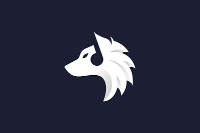 Music Wolf animal design headphone icon logo mascot modern musical musical note stream vector