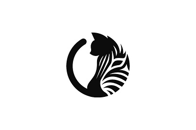 Zebra Cat abstract animal cat combination design dual meaning icon illustration logo mascot modern monochrome negative space vector zebra