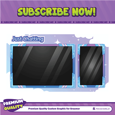 Custom Just Chatting Twitch Screen By Hachiko_Art banner design discord emotes facebook emotes game screen illustration just chatting loyalty badges overlay screen sub badges sub emotes twitch emotes youtube emotes