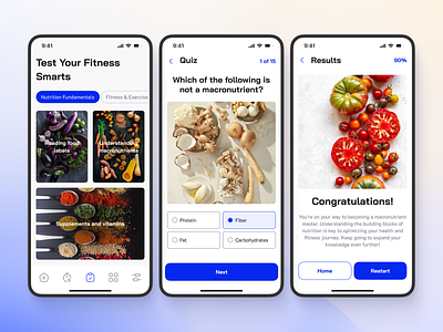 Fitness nutrition quiz app design app buttons design fitness grid gym health ios mobile nutrition quiz sport tests ui user experience user interface ux wellness