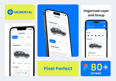 Morental - Car Rental App UI Kit app application apps car car rental cars design fadlynur mobile nurfadly rental ui ui design ui kit uiux ux