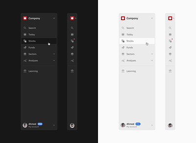 Main Navigation (Left side menu) clean ui fintech minimal minimized navigation sidebar web app