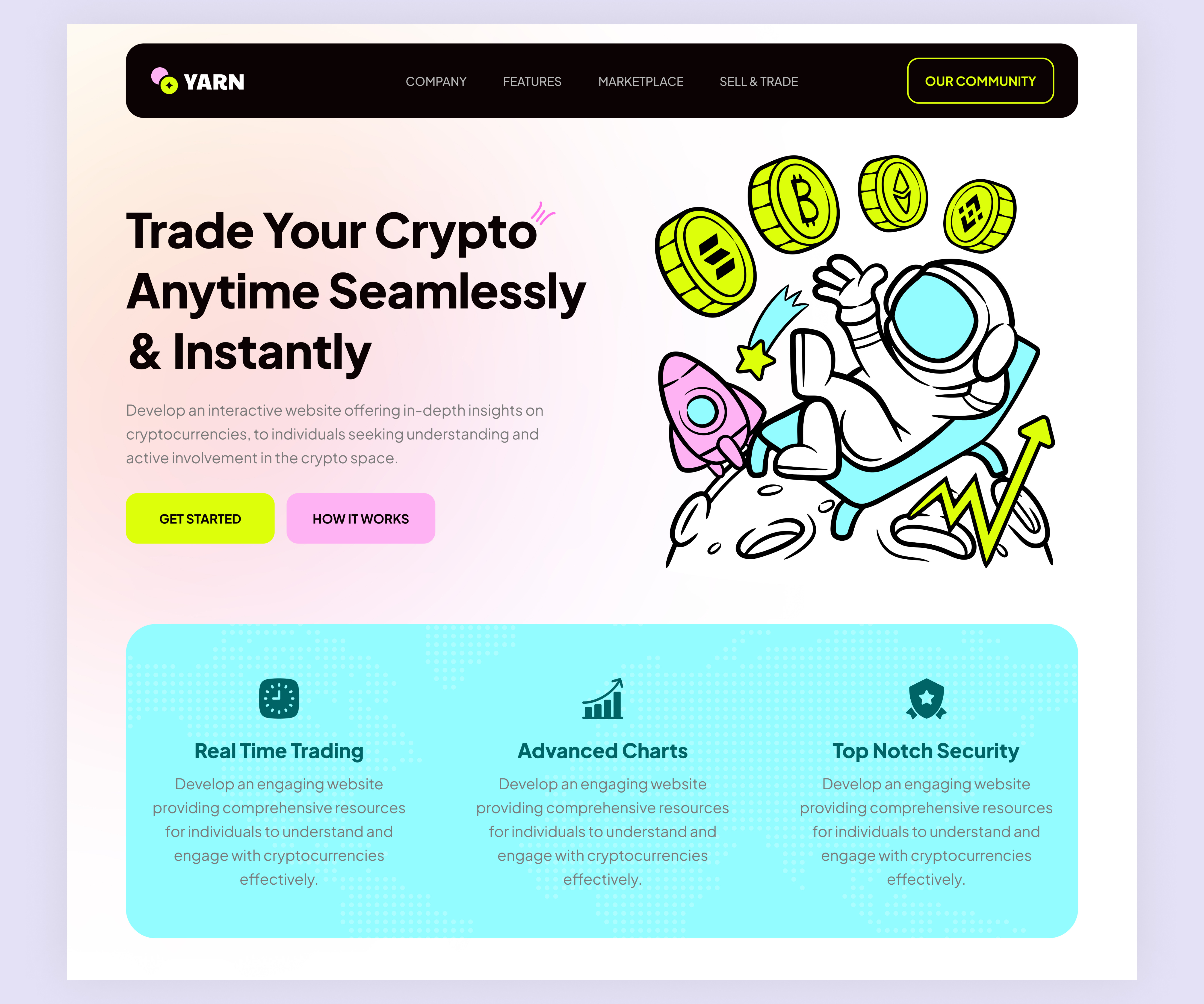 Crypto Landing Page bitcoin blockchain crypto crypto currency crypto wallet crypto website design exchange finance homepage landing page minimal payment saas token trading uidesign uiux web design web3