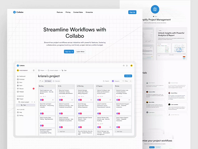 Collabo Project Management - Landing Page Animation animation landing page motion graphics ui uiux ux website