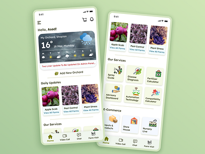 Modern 'Farmer' App Home Screen appdesign concept farmerapp figma graphic design homescreen homescreendesign mobile mobileapplication ui uidesign uiinspiration