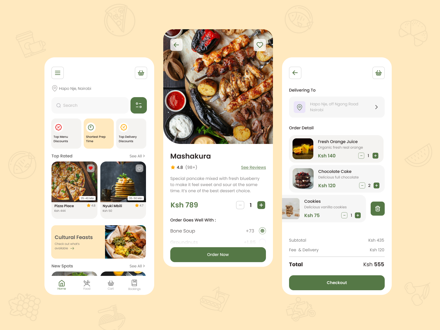 Example of Food Ordering App UI Design