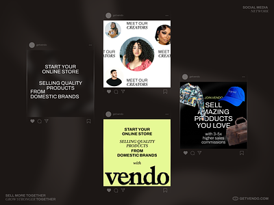 Vendo - social media brand branding ecommerce graphic design influencers instagram logo marketing marketplace post