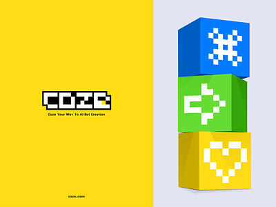 Coze Logo app arrow blue brand collect coze game green heart icon logo ui ux yellow