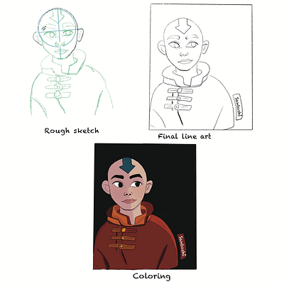 Digital Illustration of Aang from Avatar digital illustration drawing drawing process illustration sketch