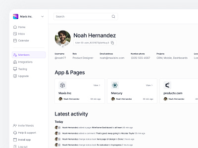 Dashboard - Profile 💥 avatar black clean dailyui dashboard design figma minimal profile purple search sidebar ui uiux ux white