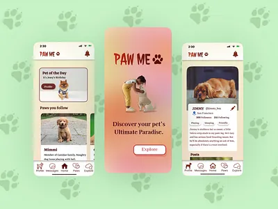 Pet owner's Social app 3d design graphic design mockapp petapp productdesign ui uxdesign
