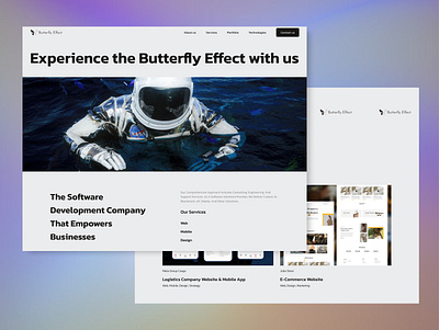 Butterfly Landing Concept 1 ai clean hero it landing minimalist technology ui ux web web design website